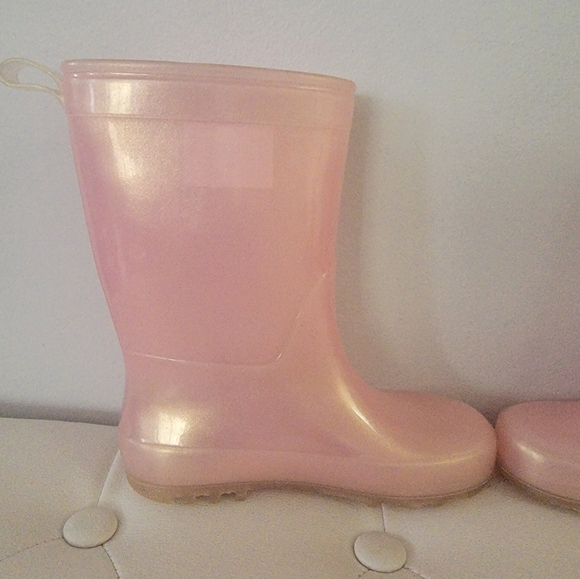 Cat & Jack Toddler Girl’s Light Pink Shimmer Pull-on Rain Boots Size 9 - Picture 3 of 12